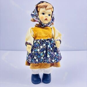Porcelain Gretel Doll by Oumlet, 10" tall, Original Clothes Hummel Style
